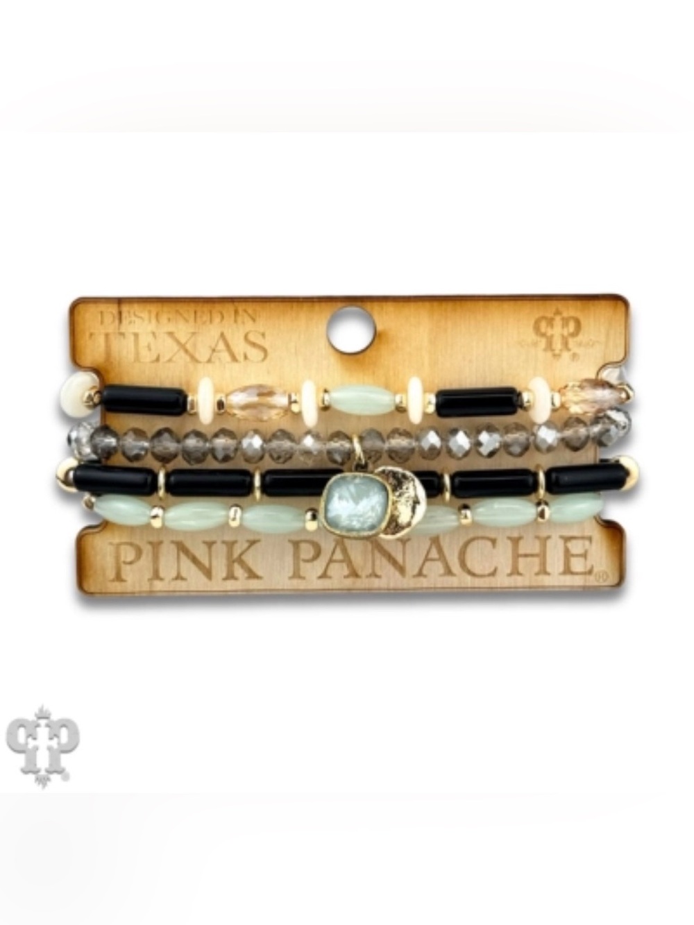 Pink Panache Black & Mint Beaded Stretch Bracelet Set